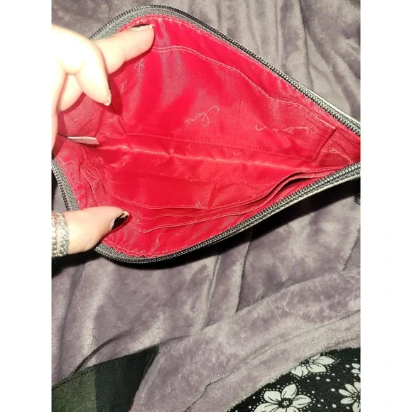 Vera‎ Bradley Wristlet Clutch Zip Pouch Cosmetic Bag Floral Red Pink Black - Picture 3 of 4